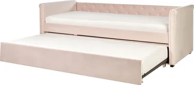 Produktbild von BELIANI Tagesbett Pastellrosa Samtstoff für 2 Personen mit Lattenrost 90x200 cm Ausziehbar Knopfheftung Modern Chesterfield Stil Ausziehbett Kinderbett