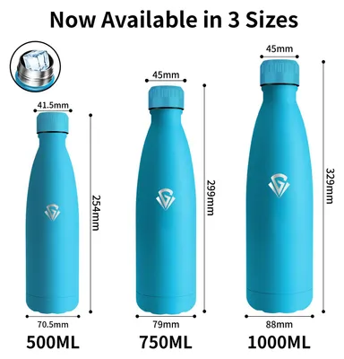 Produktbild von Mujigaga Trinkflasche Edelstahl, Wasserflasche 500ml, Trinkflasche Kinder, BPA-Frei, Wasserflasche Auslaufsicher, Doppelwandige Vakuumisolierte, für S