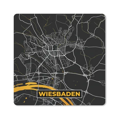 Produktbild von MuchoWow® Mauspad Mousepad Wiesbaden - Deutschland - Karte - Gold - Stadtplan 20x20 cm - Mousepads - Maus Mat - Pad - Mausunterlage - Desk Mat - Bureauartikeln