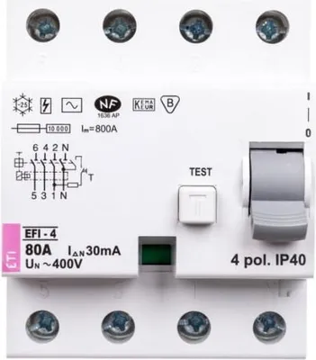 Obrázek produktu pro 4P 80A 0,03A Diferenciální jistič typu AC EFI-4 02062145