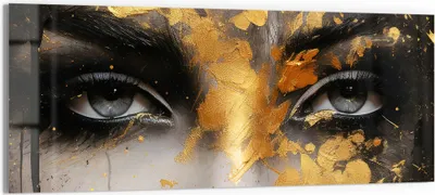 Produktbild von DEQORI Glasbild Echtglas 125x50 cm 'Goldener Blick' Wandbild Bild modern Deko