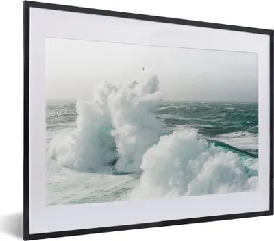 Produktbild von MuchoWow® MuchoWow® Gerahmtes Poster Leuchtturm La Jument in einer Bucht in Frankreich 40x30 cm - Poster mit zchwarzem Bilderrahmen - Bilderrahmen - Poster im Rahmen