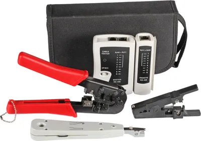 Produktbild von ProfiPatch Netzwerk Werkzeug Crimpzange Abisolierwerkzeug Kabeltester Set 4-teilig LSA-Tool