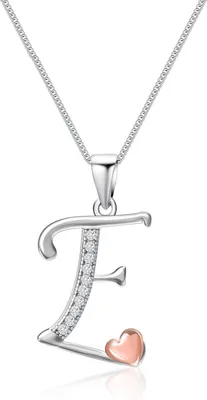 Image de Collier d'initiales en argent sterling 925 avec zirconium, femmes filles, cadeaux pour la famille