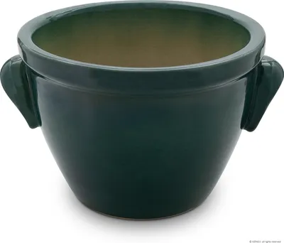 Produktbild von KERAZO Keramik 28x20 cm Blumentopf Pflanzkübel Pflanztopf Venus mit Henkel robust,frostfest, witterungsbeständig, Farbe: GRÜN