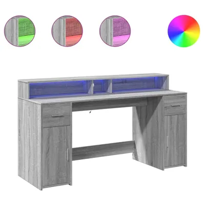 Obrázek produktu pro vidaXL LED stůl šedý Sonoma 160x55x91 cm materiál na bázi dřeva