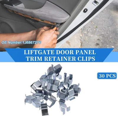 Image de 30 Clips De Retenue De Garniture De Panneau De Porte De Hayon Compatibles pour Volkswagen R32 08, En Métal Durable De Couleur Argentée, Clip De Ressort De Carrosserie Polyvalent