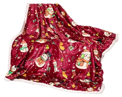 Produktbild von Weihnachtsdecke, kuschelige, weiche und warme Fleecedecke mit Weihnachtsmotiven