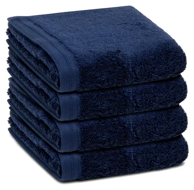Produktbild von 4-teiliges Frottier-Set - Vegan Life (4 x Gästetuch im Set) - 580 g/m² - Baumwolle - Frottee - saugstark - weich und flauschig - Marine