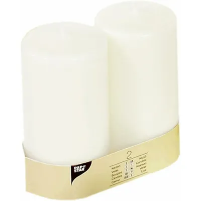 Produktbild von Papstar 82095 2 Stumpenkerzen Ø 80 x 150 mm weiß für Hochzeiten, Gastronomie, Dekorationen oder Zuhause