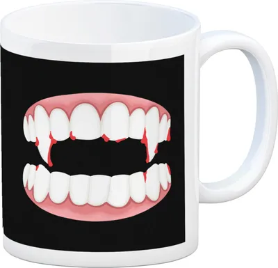 Produktbild von Vampirgebiss Horror Kaffeebecher für Halloween