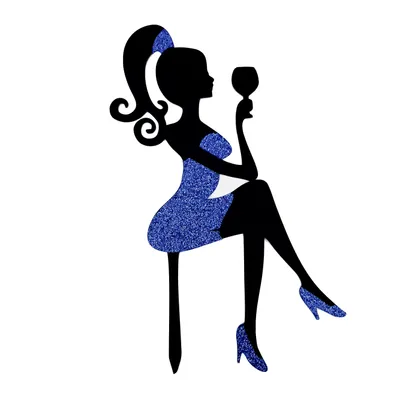 Produktbild von Kuchendeko Geburtstag – 24x14 cm - Dame in Hight Heels - im Brokatkleid – Kuchendekoration - Torten Topper Erhältlich in Acryl & Glitter (Blau)