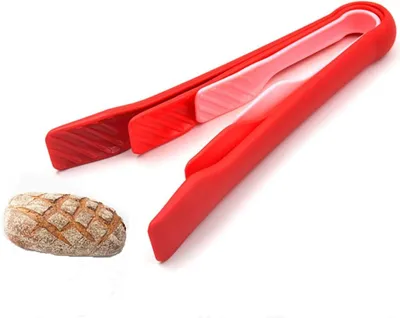 3er-Set Küchenzangen aus Edelstahl, Silikon, antihaftbeschichtet, rot