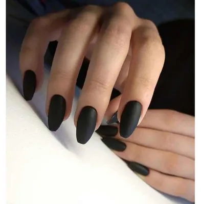 Produktbild von Künstliche Fingernägel Kurz Ballerina Schwarz Mattiert mit Nagelkleber