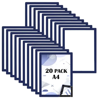 Zdjęcie produktu dla Solidchoice - Zestaw 20 magnetycznych ramek na zdjęcia formatu A4, idealnych do biura i domu
