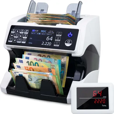Produktbild von Jubula MV-500 Geldzählmaschine für gemischte Geldscheine | Sicher | Exakt | EUR USD GBP SEK CHF usw. | Banknotenzähler