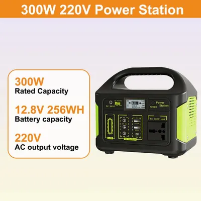 Obrázek produktu pro Přenosná powerbanka – 300 W – 460,8 Wh – baterie LiFePO4 – 220 V – zástrčka EU – vhodná pro kempování a cestování