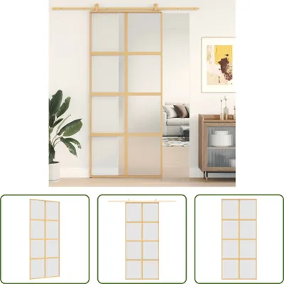 Zdjęcie produktu dla The Living Store Drzwi przesuwne Golden 90x205 cm Matowe szkło i aluminium ESG