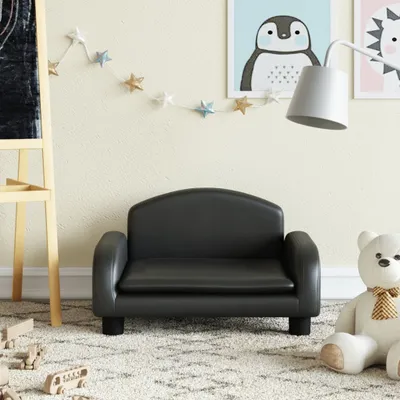 Produktbild von The Living Store Kindersofa Schwarz 50x40x30 cm Kunstleder