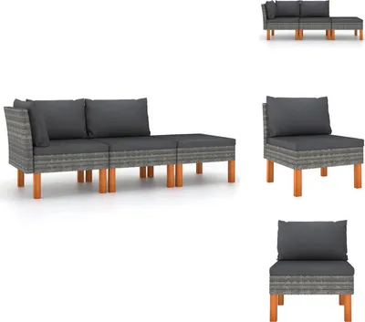 A collage of different views of a modular outdoor furniture set.