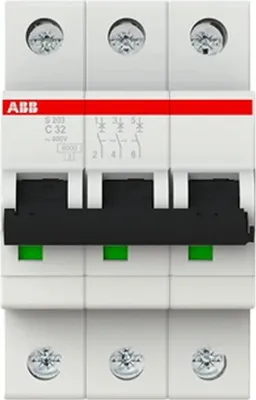 Immagine prodotto di Interruttore LS, 6 kA, C, 32 A/3 poli, 3 TE, 1 pz.