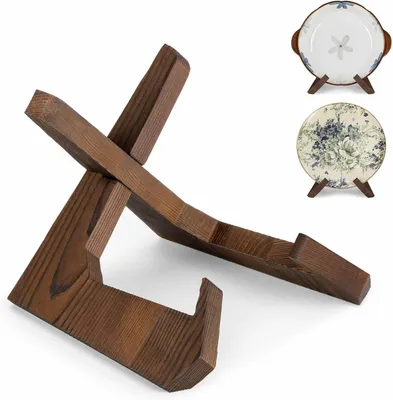 Produktbild von Präsentationsständer, 6.5 Zoll Tellerhalter, Holzstaffelei, 23 x 20 x 16.7 cm, für Schalen bis 12.7 cm Tiefe
