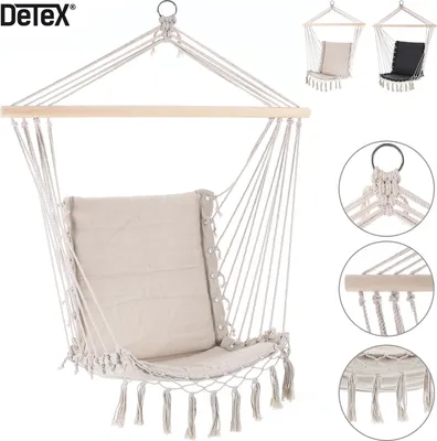 Image de Chaise suspendue 55x100cm crème Siège fauteuil suspendu hamac Charge max. 150 kg