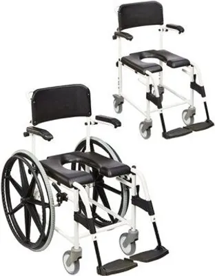 Produktbild von Dusch-Toilettenstuhl Levina 400-2 24" Räder, weiß-schwarz>>>>
