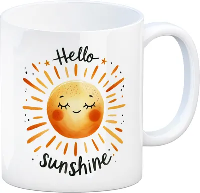 Produktbild von Sonne Freundschaft Kaffeebecher mit Spruch Hello sunshine