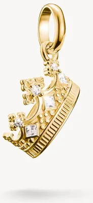 Image de Charm pendentif, couronne avec pierres précieuses blanches, en argent, doré - Thomas Sabo modèle : CC1247-414-14