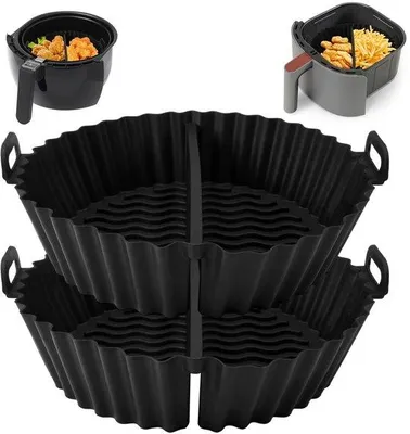 Produktbild von Silikonische Formen für Airfryer - Hittebeständig - Runde Backformen - 2 Stück - Herstellbar - Lebensmittel-sicher