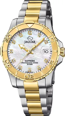Produktbild von Jaguar Damen Analog Uhr Pro Diver Luxus Edelstahl silber gold UJ896/3