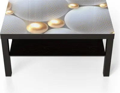 Produktbild von DEQORI Couchtisch 90x55 cm Schwarz 'Angeordnete Kugeln' Glas Beistelltisch