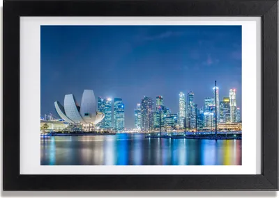 Produktbild von Bild 30x20 MDF-Rahmen, Wandkunst Singapur bei Nacht