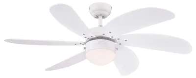 Image de Ventilateur de plafond Turbo Swirl Blanc 105 cm avec éclairage et chainettes