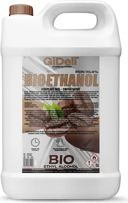 Produktbild von Bioethanol Kaffeeduft 96,6% 5L für Kamin Universal Rauchfrei und Rußfrei GiDeli