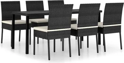 Productafbeelding van vidaXL 7-delige tuinset, polyrotan, zwart