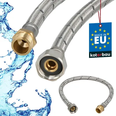 Produktbild von KOTARBAU® Flexschlauch Wasserschlauch 50cm Panzerschlauch 1/2"x3/8" Außengewinde x Innengewinde Anschlussschlauch für Armatur Schlauch Für Wasserhahn