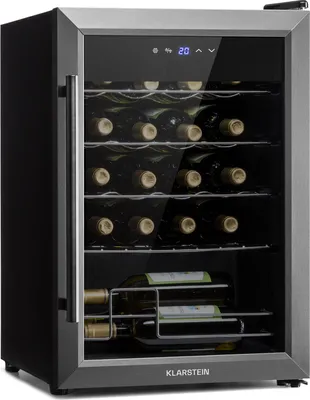 Produktbild von Klarstein Ultimo Uno Weinkühlschrank - Wine Fridge mit Temperaturregler: 5 - 8 °C, Weinschrank mit Touch-Bedienfeld, Platz für 20 Flaschen, 53 Liter Gesamtvolumen, schwarz