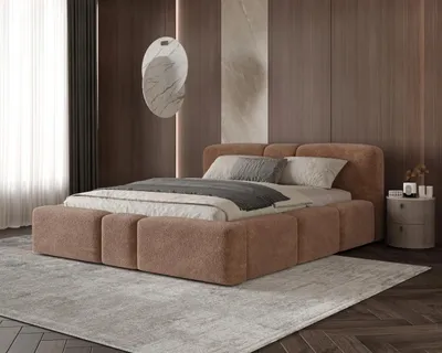 Produktbild von Chilly Möbel Design Bett Monte - Polsterbett mit stabilem Metallrahmen, Bettkasten und Stauraum - Doppelbett mit Kopfteil 160x200 cm / Monte / Hellbraun
