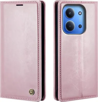 Produktbild von Handyhülle für Xiaomi Redmi 15C Kunstleder Klapphülle Vintage Cover Hülle RFID Schutz Case Kartenfach Farbe: Rosa