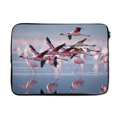 Produktbild von MuchoWow® Laptop Hülle 13 Zoll Flamingo - Vogel - Wasser - Rosa Laptoptasche - Laptophülle - Sleeve - Rundumschutz