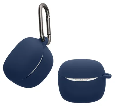 Produktbild von kwmobile Schutzhülle für JBL Tune Flex 2 Hülle - TPU Silikon Case für Kopfhörer Ladecase - stoßfestes Cover mit Karabiner - Dunkelblau