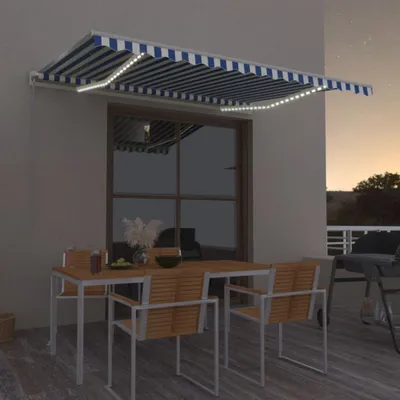 Immagine prodotto di The Living Store Tenda a scomparsa manuale con LED 400x350 cm Blu e bianco