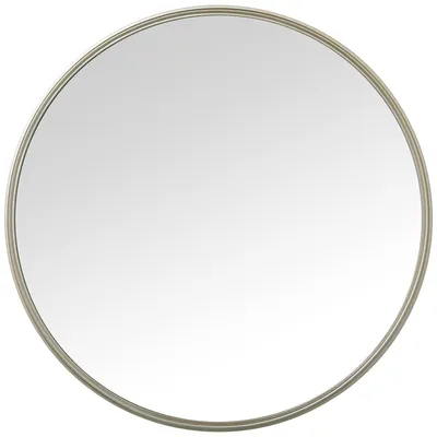 Image de Miroir mural rond en mélaminé doré, dimensions : 76 x 76 x 6 cm