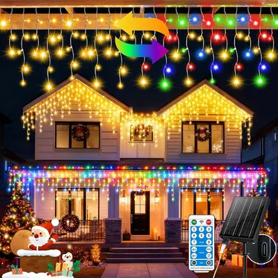Solar-Lichterkette 3-in-1, 15+5 m, 506 LED, 8 Modi, warmweiß