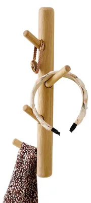 Obrázok produktu pre Nástenná vešiaková doska z dubového dreva, 4 háčiky, 40 cm