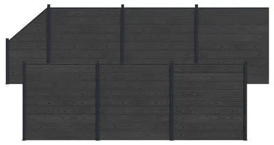 Produktbild von vidaXL zaunset 7 pcs 1138 x 186 cm WPC und Aluminium Schwarz