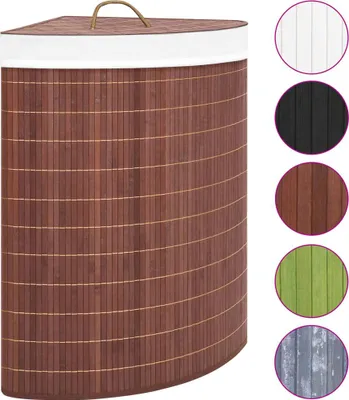 Obrázok produktu pre vidaXL Rohový kôš na bielizeň Bamboo Brown 60 L