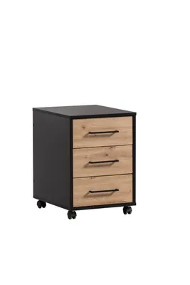 Produktbild von Möbelpartner Rollcontainer Raven | HxBxT 57x40x50cm | 3 Schubladen | Eiche/Schwarz